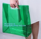 eco friendly Clear PVC soft loop handle plastic bag, PVC material gusset handle hard plastic shopping bags, die cut hand