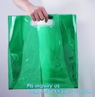 eco friendly Clear PVC soft loop handle plastic bag, PVC material gusset handle hard plastic shopping bags, die cut hand