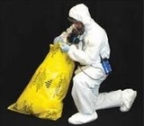 32 x 48 6 Mil Printed Yellow Black Asbestos Bags, factory manufacturing Industrial heavy duty clear plastic asbestos tra